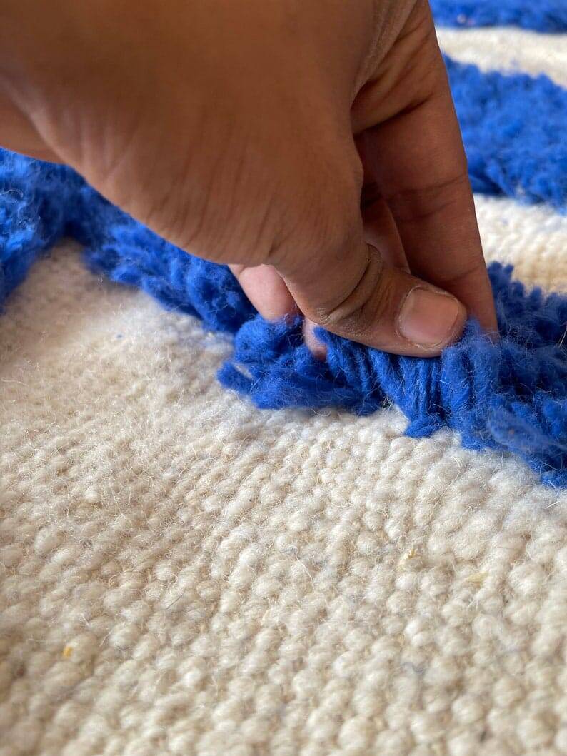 Traditional blue Beni Ourain artisan rug 140 x 260 cm