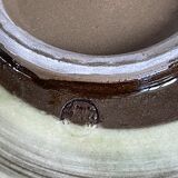 Onta-yaki ware - green and white ceramic teacup with saucer - japanese traditional handmade pottery