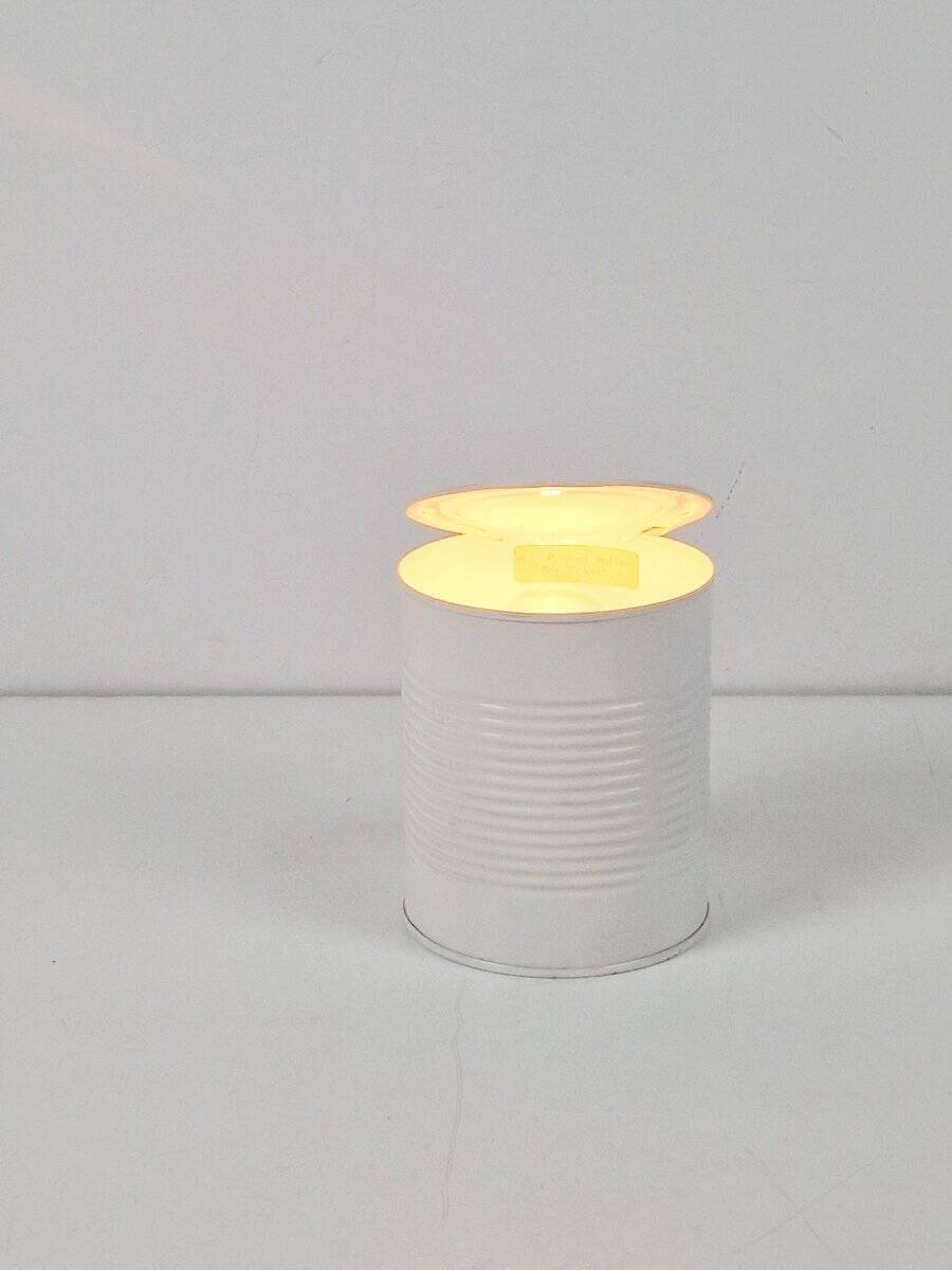 Pop Art White Metal Can Table Lamp by Vrieland, 1970s