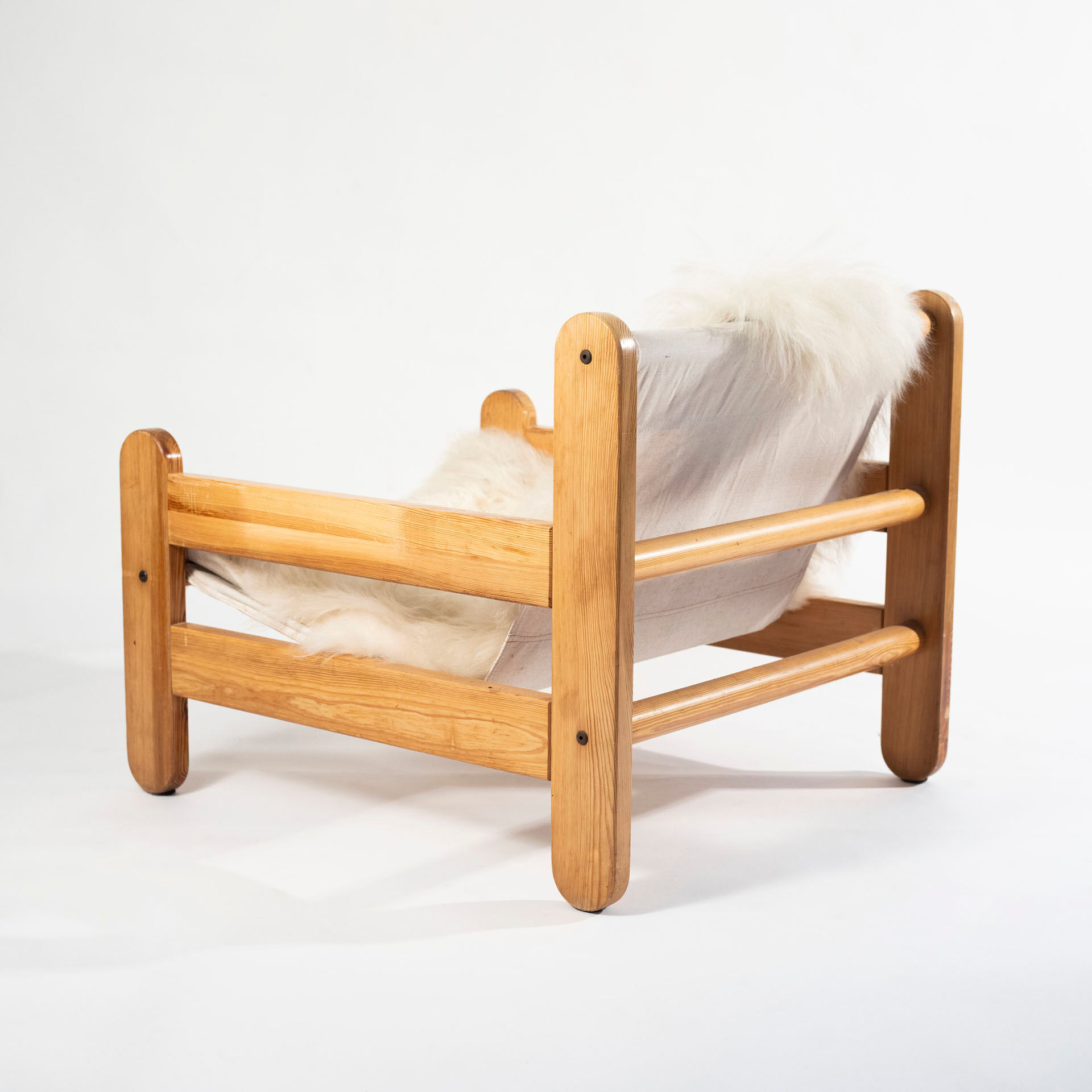 Sling chair in pine, canvas and shipskin, 1970s