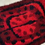 Mid century scandinavian rya rug, red 129x76cm