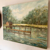 Vintage landscape oil on canvas