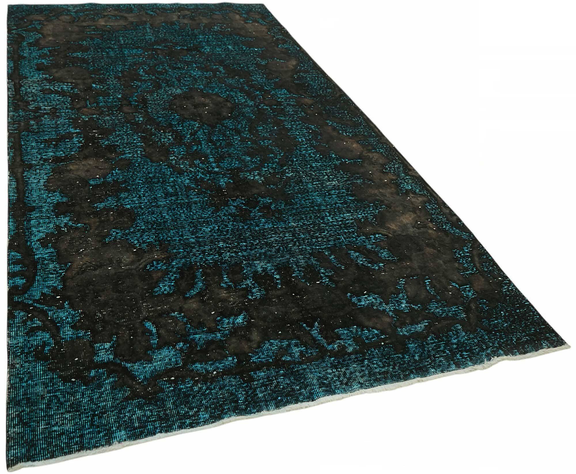 Overdyed Wool Vintage Handmade Carved Rug 169 cm x 288 cm