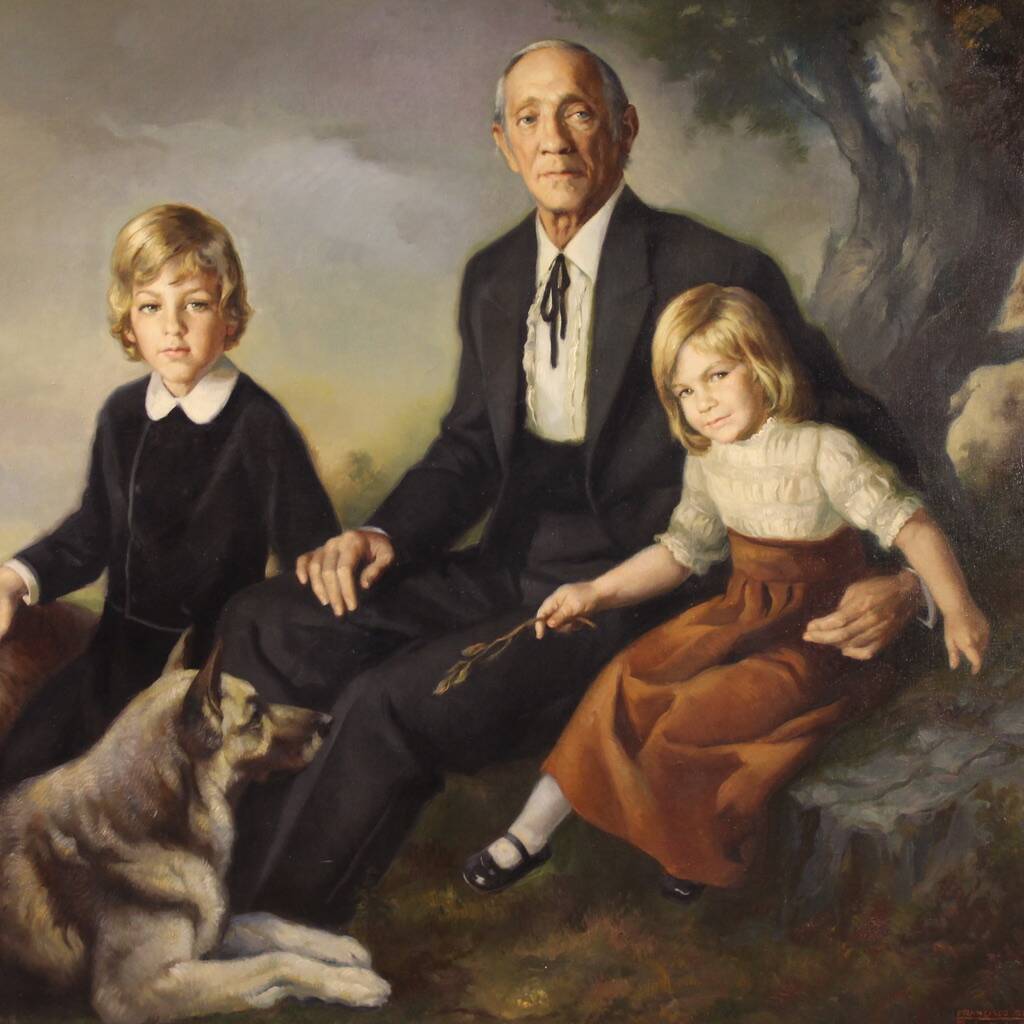 Family portrait signed Francisco Ribera and dated 1972