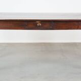 Table ancienne en bois fruitier, 2 tiroirs, France