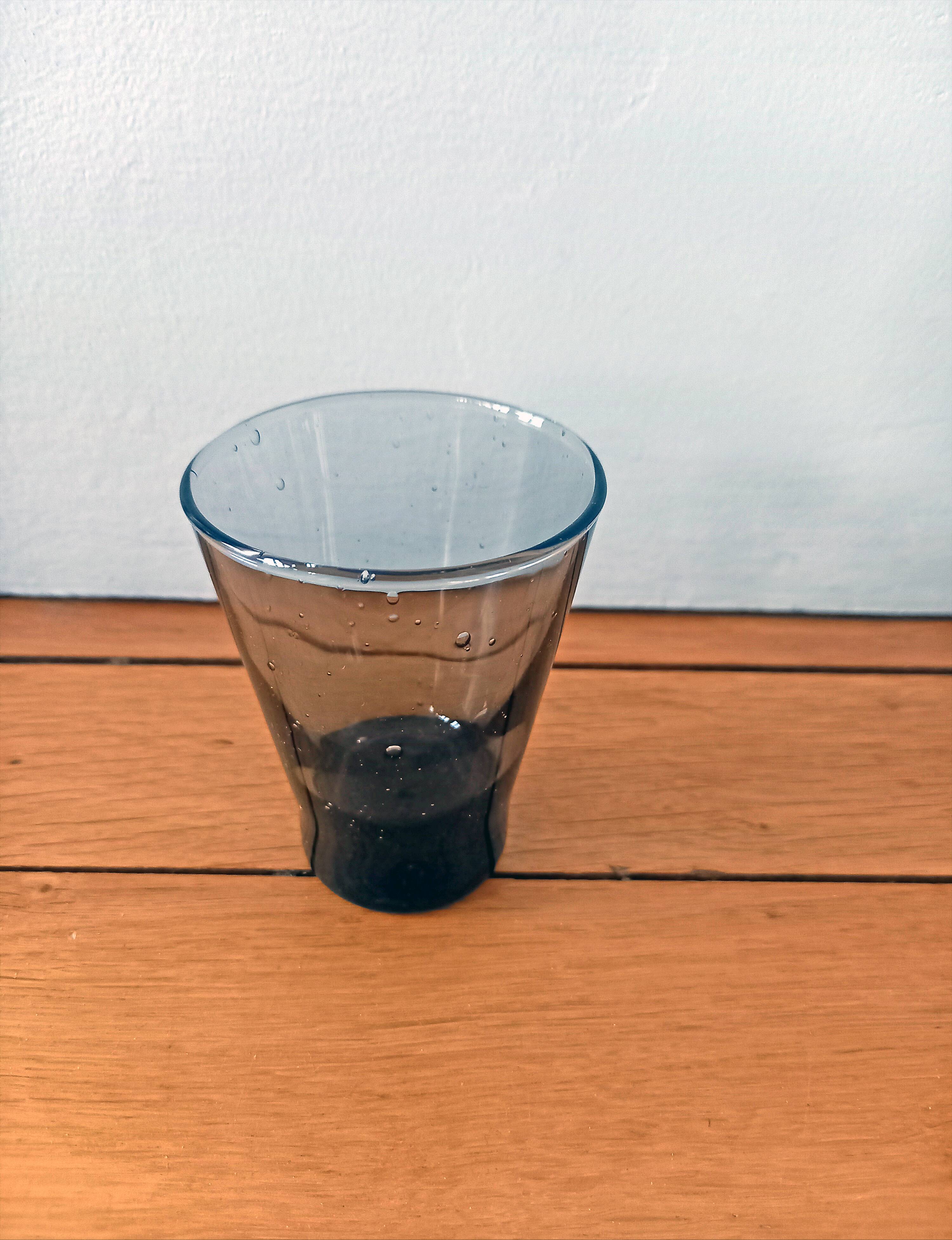Set of 6 small antique grey blown glass aperitif glasses.