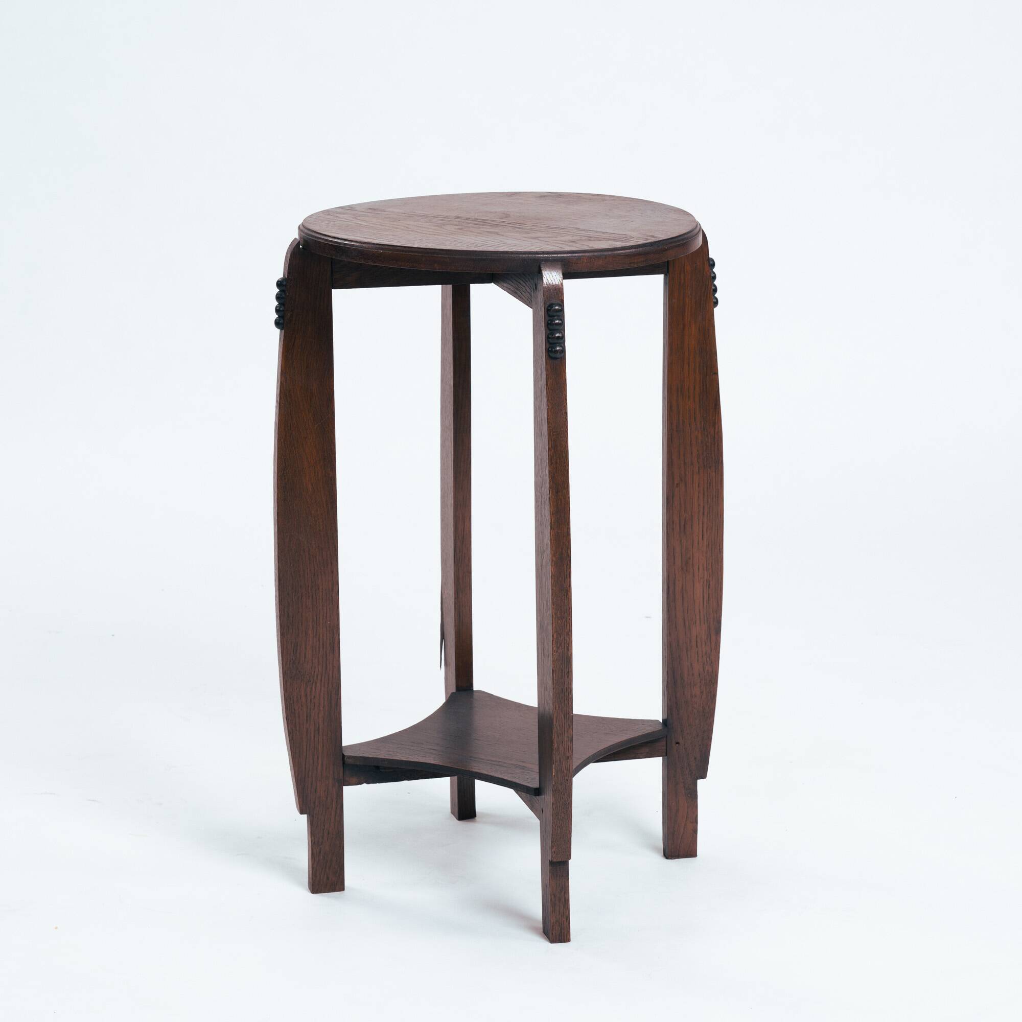 Amsterdam school art deco round sidetable in oak, 1930s