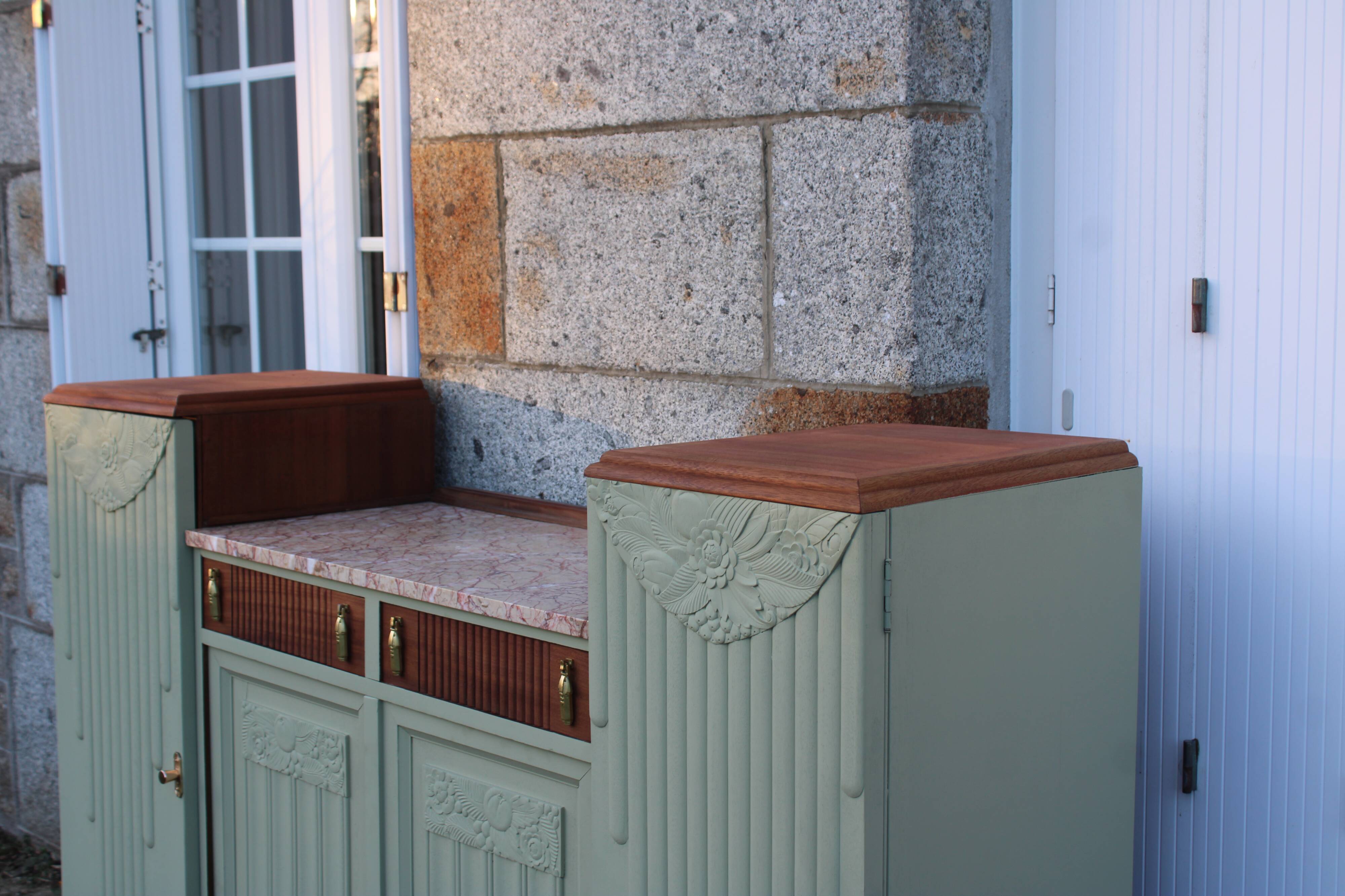 Renovated antique Art Deco sideboard – Lizard Green (Pure & Paint)