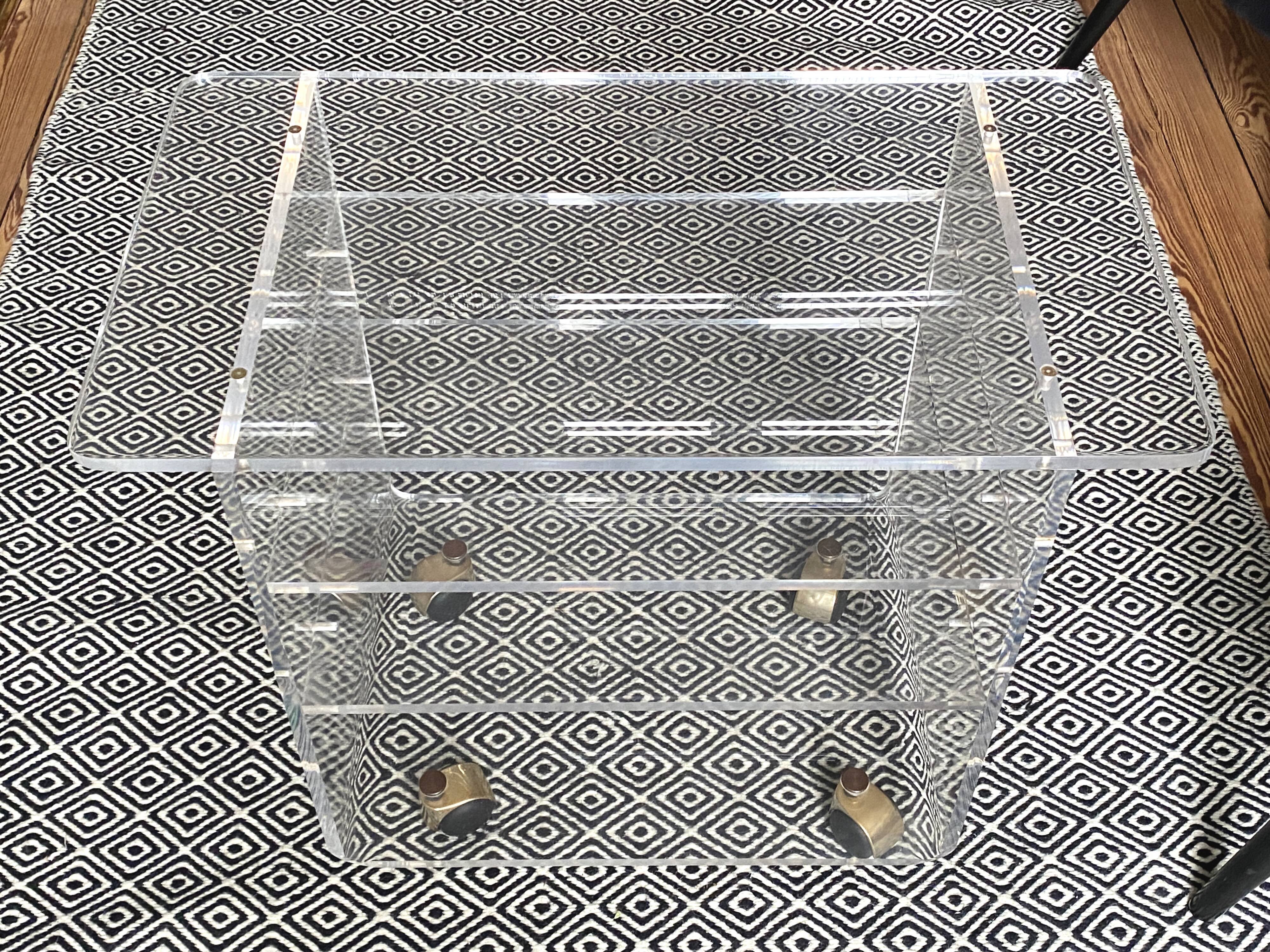 David Lange plexiglass TV stand for Marais International, 1970-80