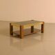 Rectangular Italian coffee table in wood and gold metal from the 70s.