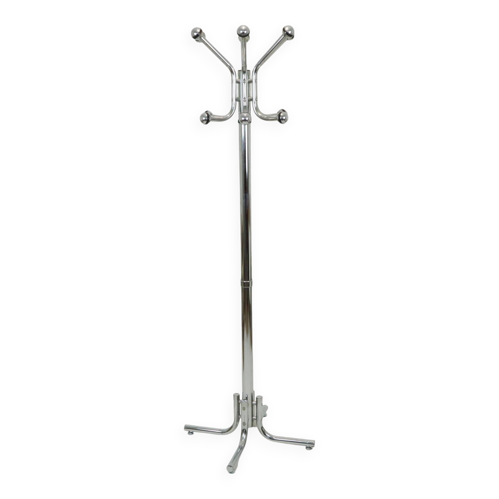 Vintage Chrome Standing Coat Rack Space Age Design 1970s