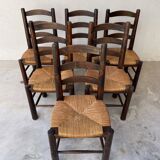6 Brutalist Georges Robert chairs c.1950