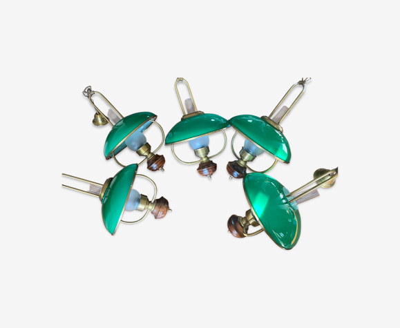 Lot de 5 suspensions opaline « saloon »