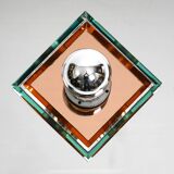 Stunning  large 1980s Italian mirror ceiling lamp in Postmodern design