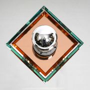 Stunning  large 1980s Italian mirror ceiling lamp in Postmodern design
