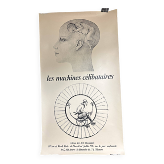Original poster The Single Machines 1976 Museum of Decorative Arts 80 x 45 cm in TBE