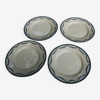 Set of 4 Salins earthenware plates, Vincennes model - Diam. 21.5cm