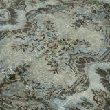 Hand-Knotted Carved Anatolian 1970s 173 cm x 267 cm Blue Carpet