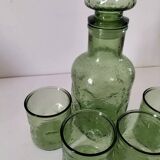 Carafe and matching tumblers in molded glass