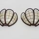Pair of rattan and mother-of-pearl wall lights from the 50s and 60s
