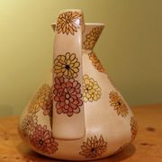 Italian Art Deco Ceramic Jug, Pitcher and Tray Set with Floral Patterns from Lenci, 1930s, Set of 3