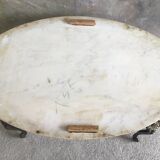 Neoclassical oval marble and bronze coffee table