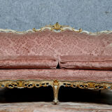 Banquette basket Louis XV Venetian lacquered and gilded wood circa 1900