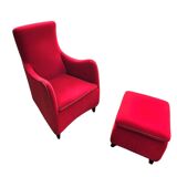Senta armchair / hocker / ottoman by Gerard van den Berg for Wittmann / red velvet upholstery / marked - Stunning condition