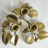 Chandelier "camelia" in brass 70s
