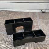 Ensemble de bureau cendrier sistema 45 et pots à crayons, Ettore Sottsass