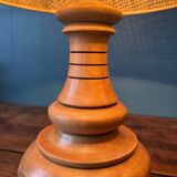 Table lamp with solid wood base, manual work