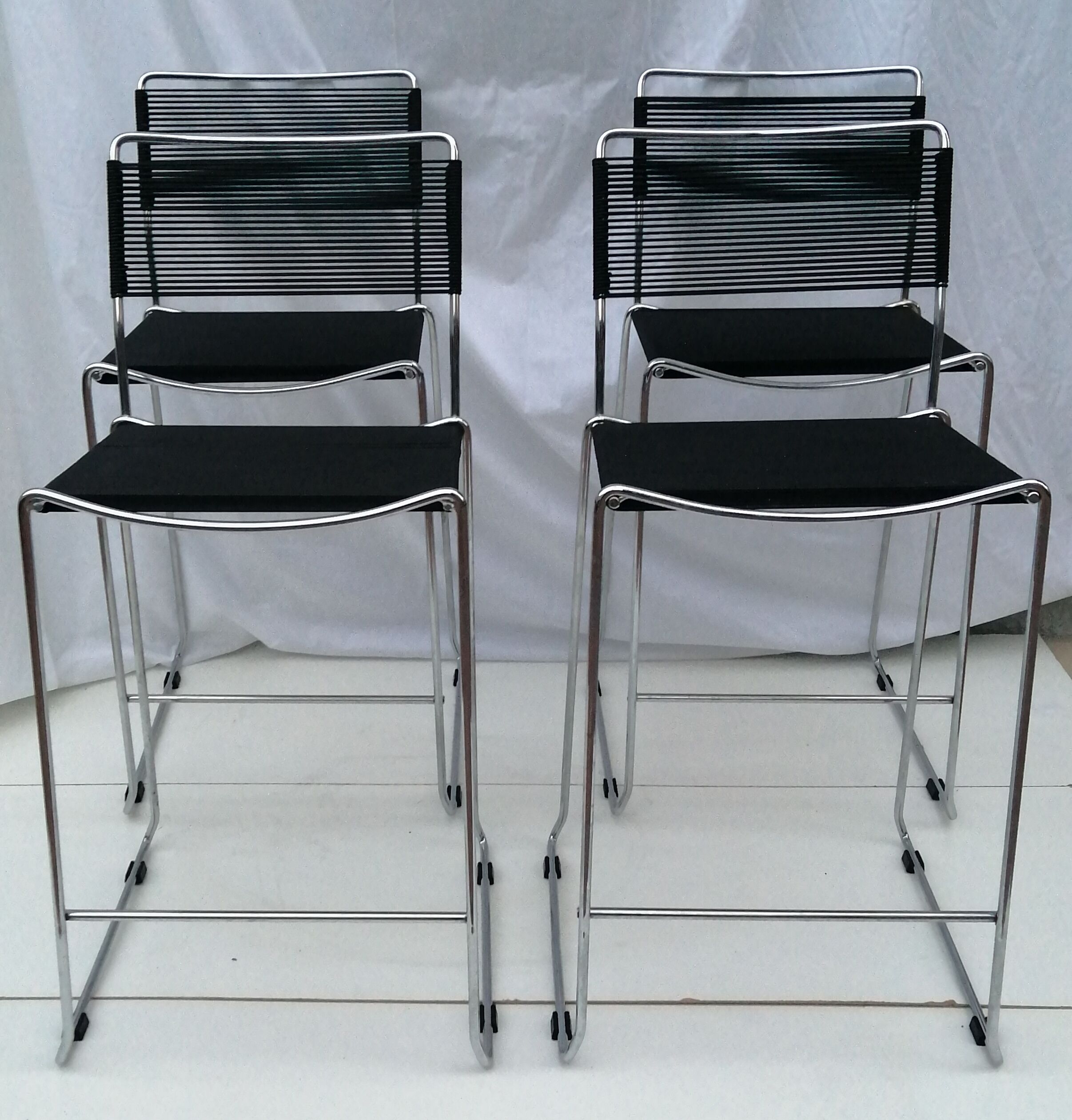 Set of 4 Spagheti model stools by Giandomenico Belotti, year 1970