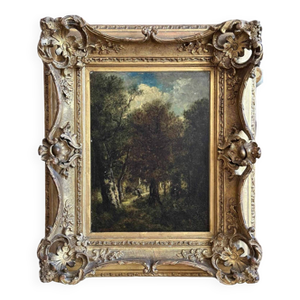 Narcisse diaz de la pena. école de barbizon tableau huile sur panneau. la forêt.