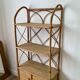 Bookcase shelf in braided wicker, bamboo and rattan