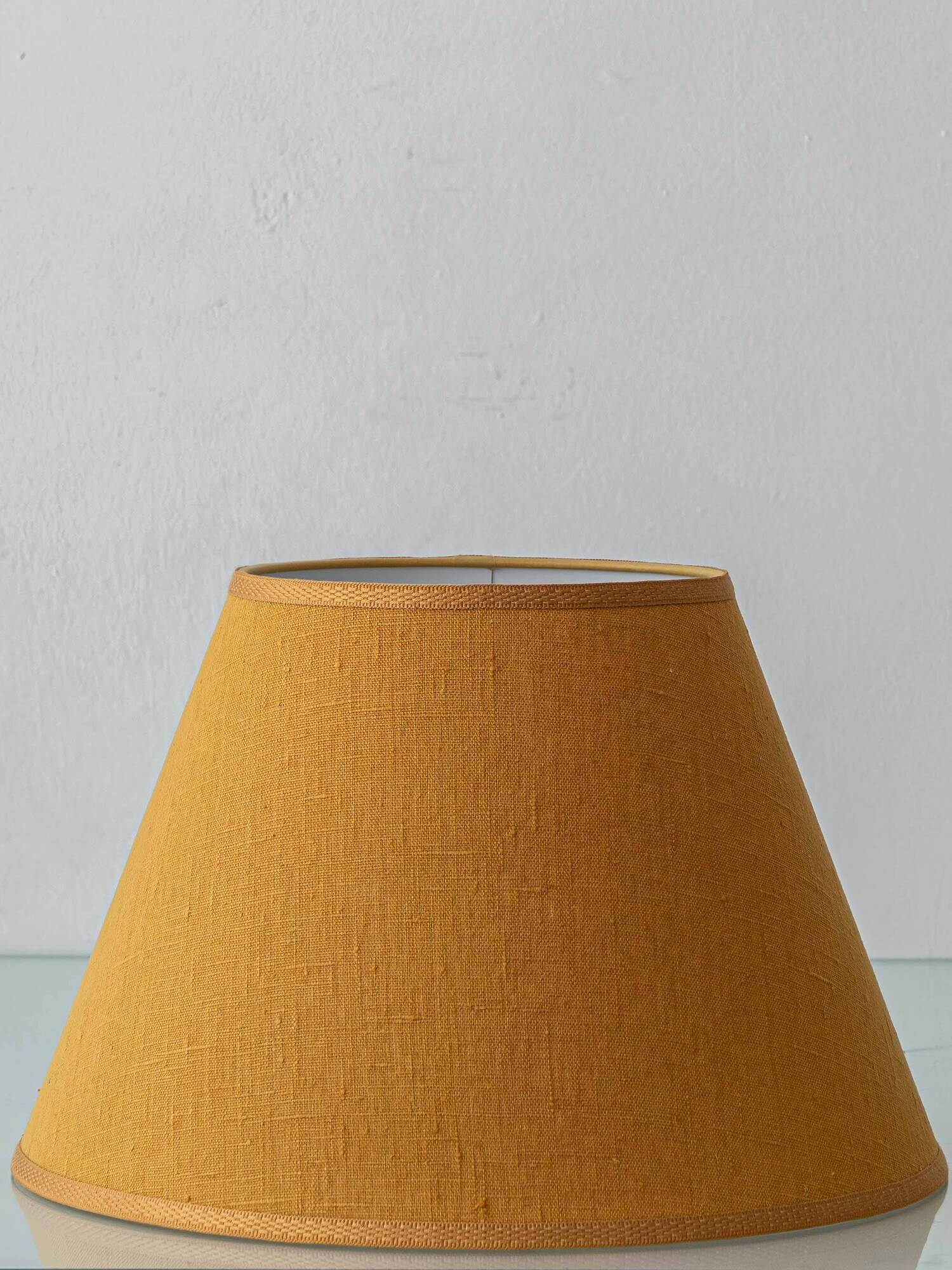 Antique Art Deco Gouda Pottery Table Lamp, c. 1910-35, New Ochre Linen Shade
