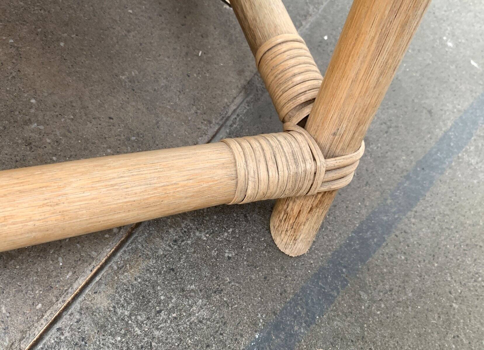 Mid-century safari lounge chair in bamboo and Danish leather, 1960s.