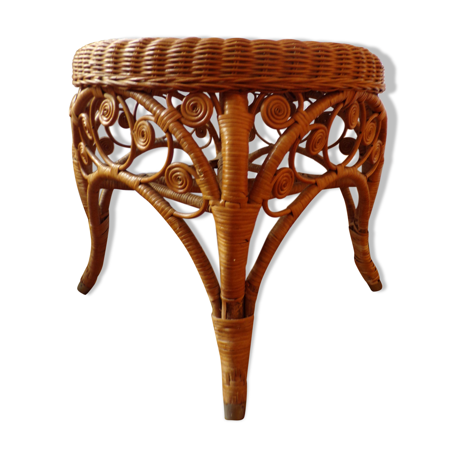 Stool or small table rattan peacock