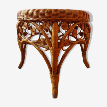 Tabouret ou petite table d'appoint rotin peacock