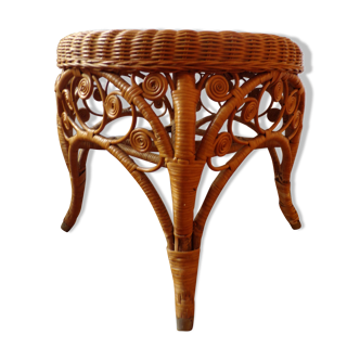 Tabouret ou petite table d'appoint rotin peacock