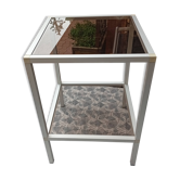 Table d'appoint en aluminium, vitres fumées