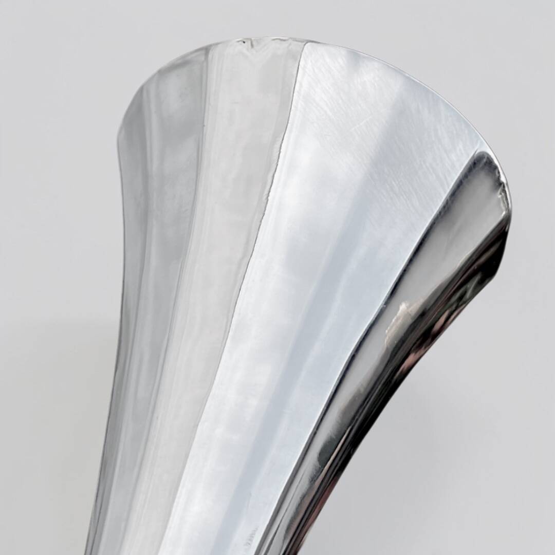 Set of six vintage chrome metal champagne flutes – 1970s