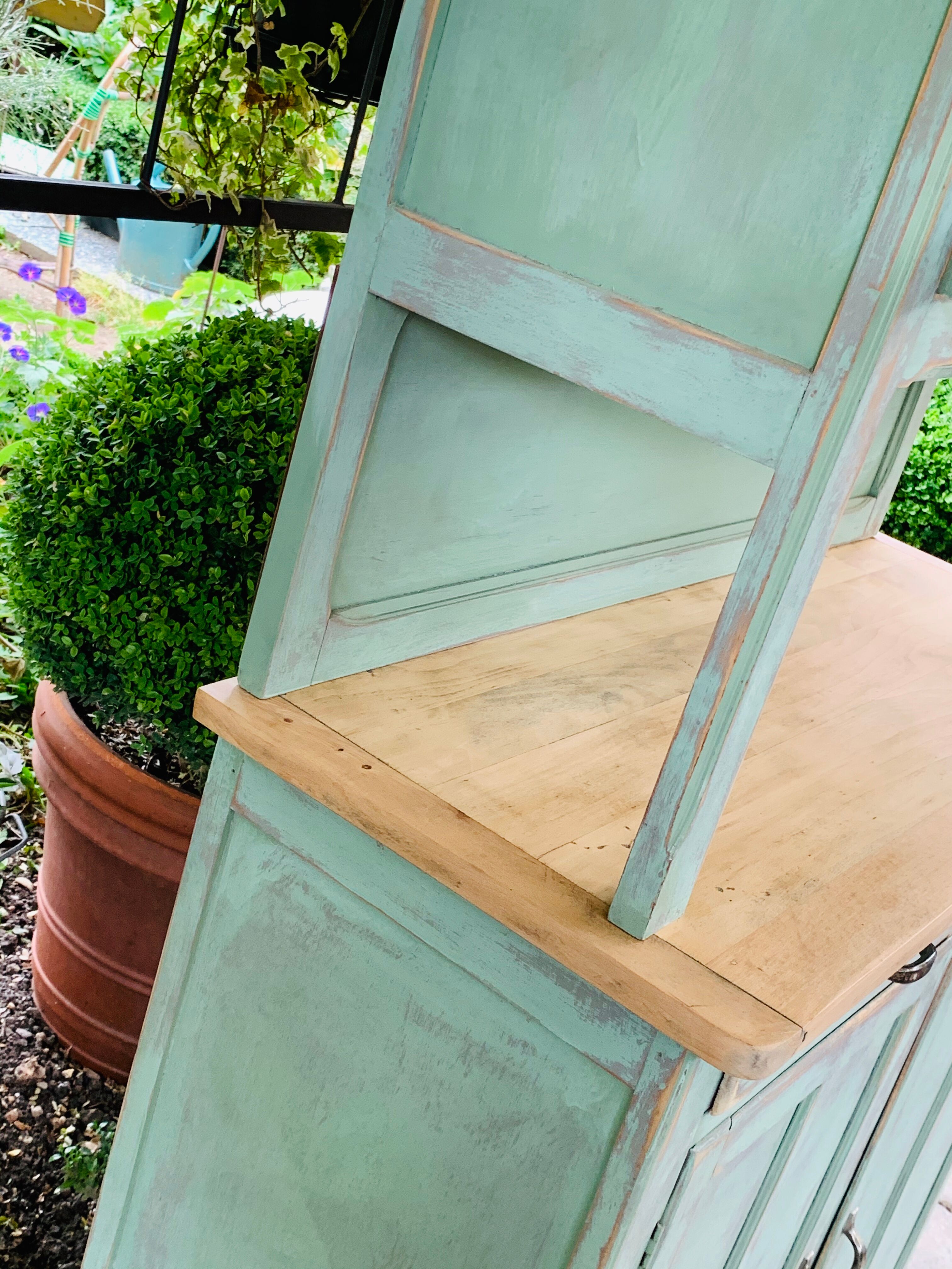 Parisian buffet patine celadon green and bluish grey