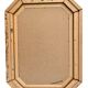 Beveled hexagonal mirror with cut wooden sides, gilded edging decoration