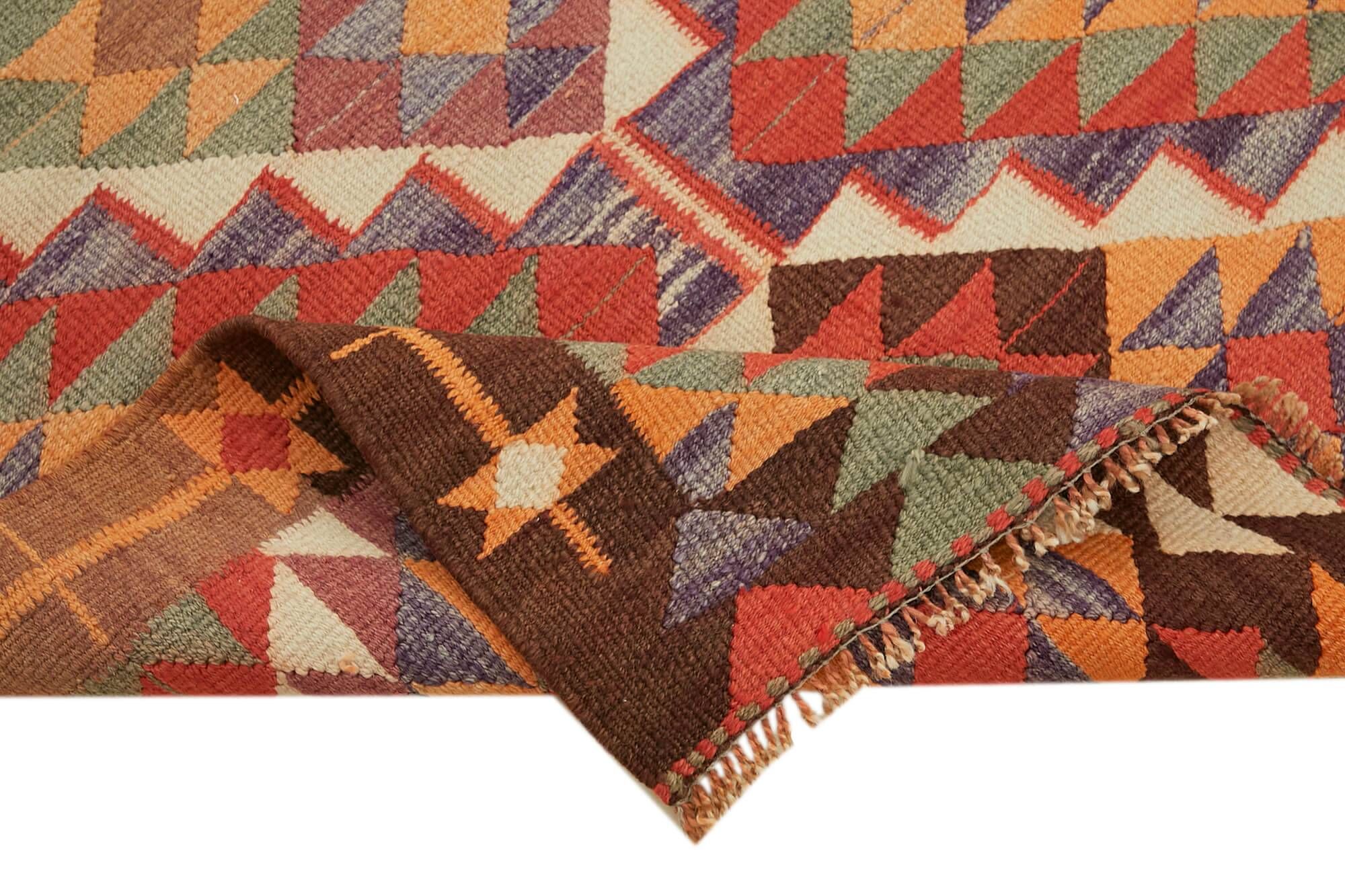 Turkish Handwoven Vintage Herki Kilim 106 cm x 358 cm