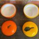 Ice Buckets Apple + Lemon Plastic Orange Yellow 70’s Vintage