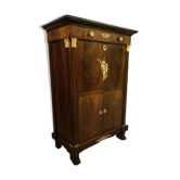 Rare Empire period mahogany secretary with four columns topped with bronze capitals.