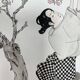 Original drawing painting ink and watercolor signed Asia