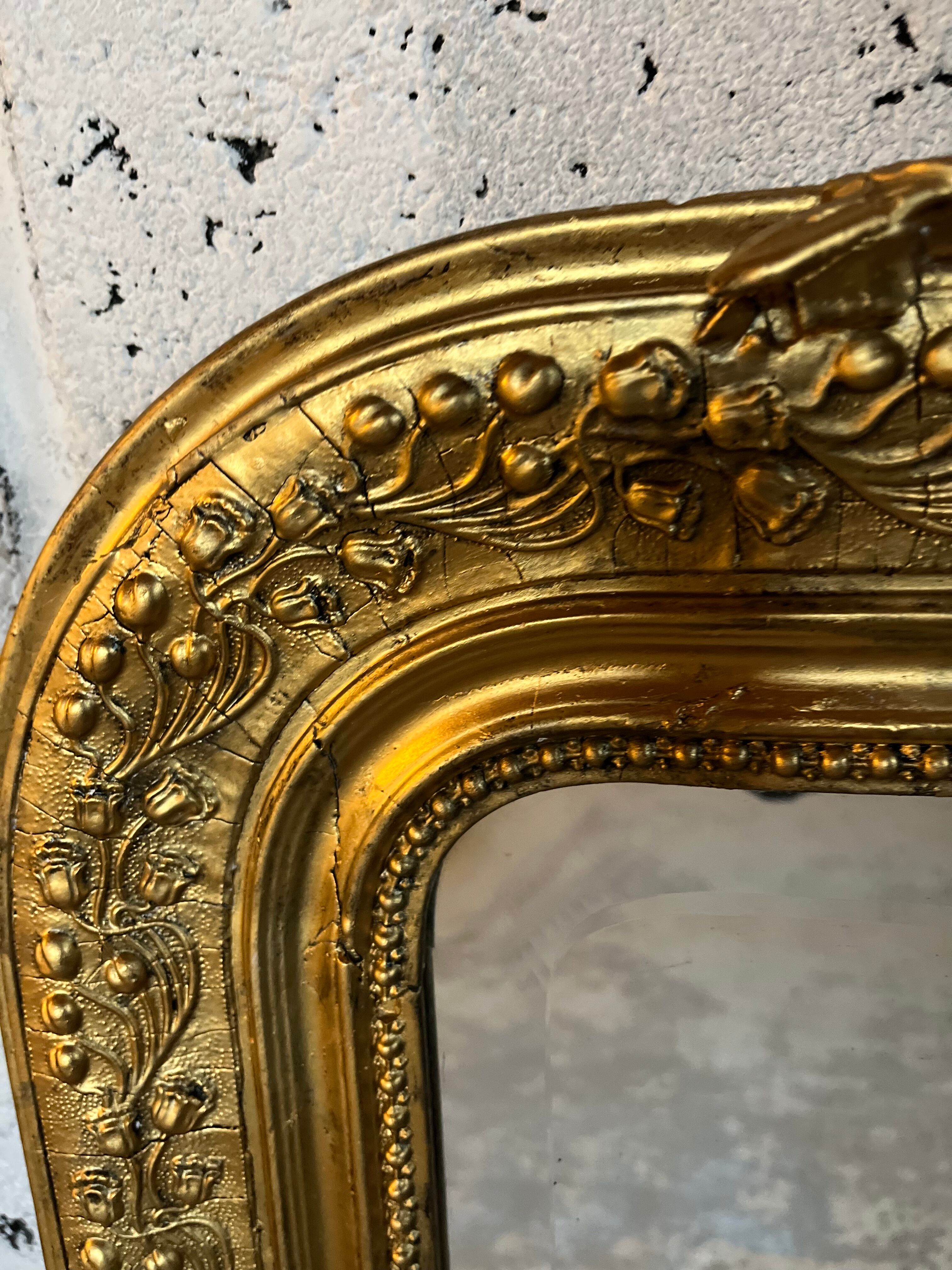 Old mirror Louis Philippe. Beveled mercury ice