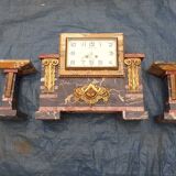 Marble and bronze pendulum with two cassolettes