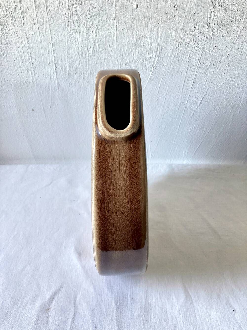 Large crackled glazed stoneware gourd vase, Sia Collection